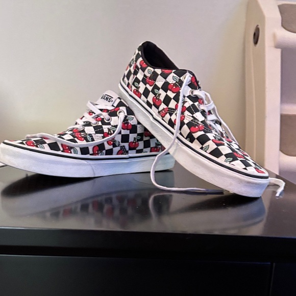 Vans Black and White Cherry Pattern Sneakers - Picture 1 of 8